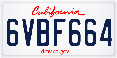 CA license plate 6VBF664