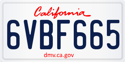 CA license plate 6VBF665