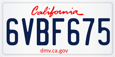 CA license plate 6VBF675