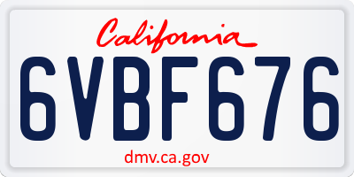 CA license plate 6VBF676