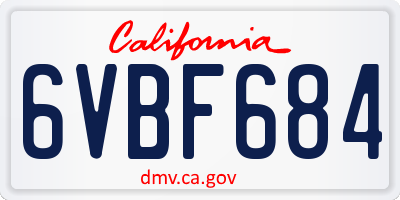 CA license plate 6VBF684