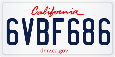 CA license plate 6VBF686