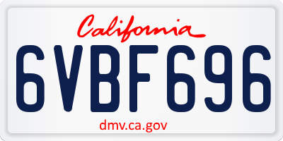 CA license plate 6VBF696