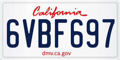 CA license plate 6VBF697