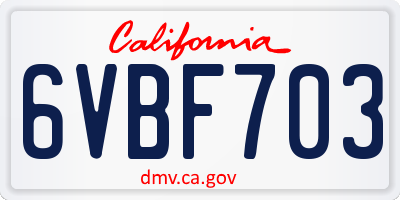 CA license plate 6VBF703