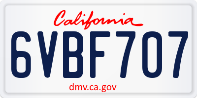 CA license plate 6VBF707