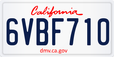 CA license plate 6VBF710