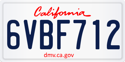 CA license plate 6VBF712