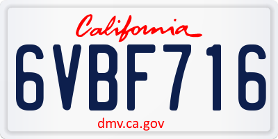 CA license plate 6VBF716