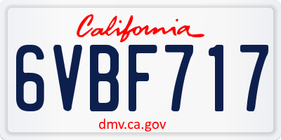 CA license plate 6VBF717