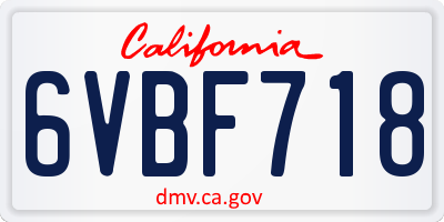 CA license plate 6VBF718