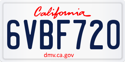 CA license plate 6VBF720