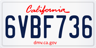 CA license plate 6VBF736