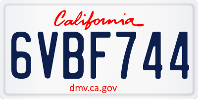 CA license plate 6VBF744