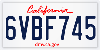 CA license plate 6VBF745