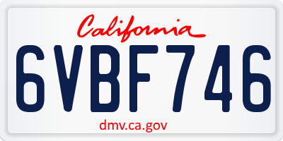 CA license plate 6VBF746