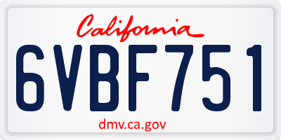 CA license plate 6VBF751