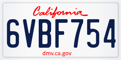 CA license plate 6VBF754