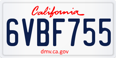 CA license plate 6VBF755