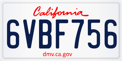 CA license plate 6VBF756