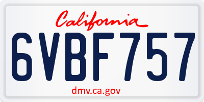 CA license plate 6VBF757