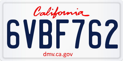 CA license plate 6VBF762