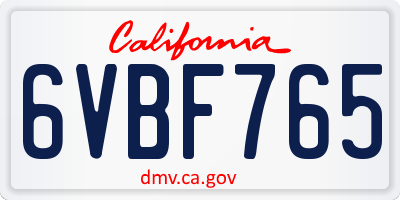 CA license plate 6VBF765