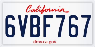 CA license plate 6VBF767