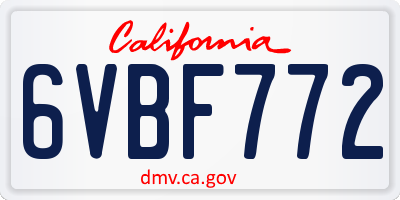CA license plate 6VBF772