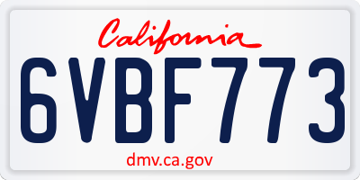 CA license plate 6VBF773