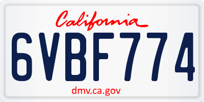 CA license plate 6VBF774