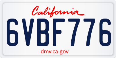 CA license plate 6VBF776