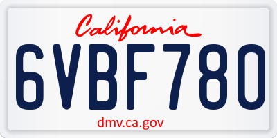 CA license plate 6VBF780