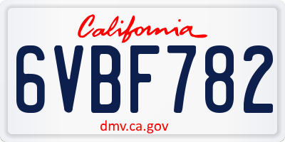 CA license plate 6VBF782