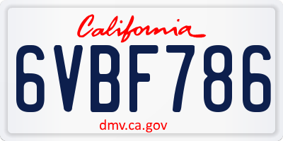 CA license plate 6VBF786