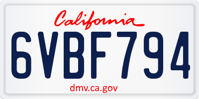 CA license plate 6VBF794