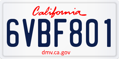 CA license plate 6VBF801