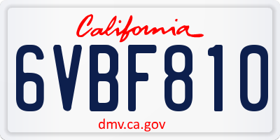 CA license plate 6VBF810