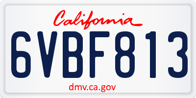 CA license plate 6VBF813
