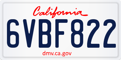 CA license plate 6VBF822