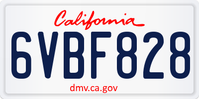 CA license plate 6VBF828