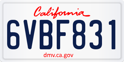CA license plate 6VBF831