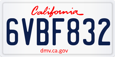 CA license plate 6VBF832