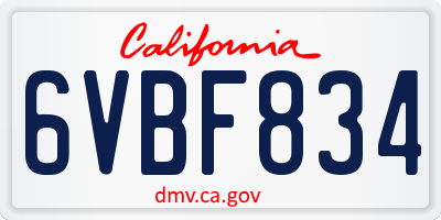 CA license plate 6VBF834