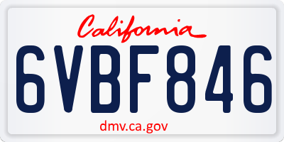 CA license plate 6VBF846