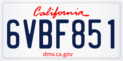 CA license plate 6VBF851