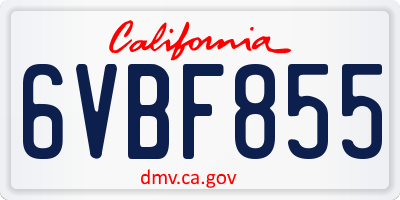 CA license plate 6VBF855