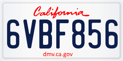 CA license plate 6VBF856
