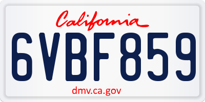 CA license plate 6VBF859