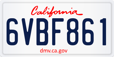 CA license plate 6VBF861